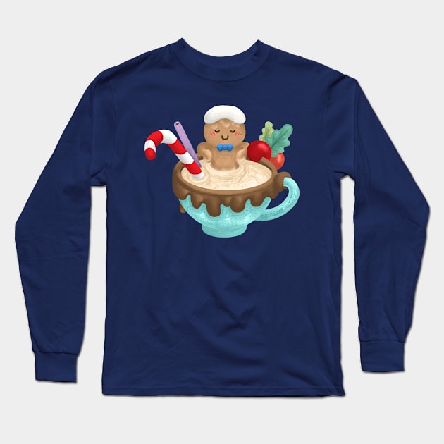 Gingerbread Cookie Bath Time Long Sleeve T-Shirt by Khotekmei